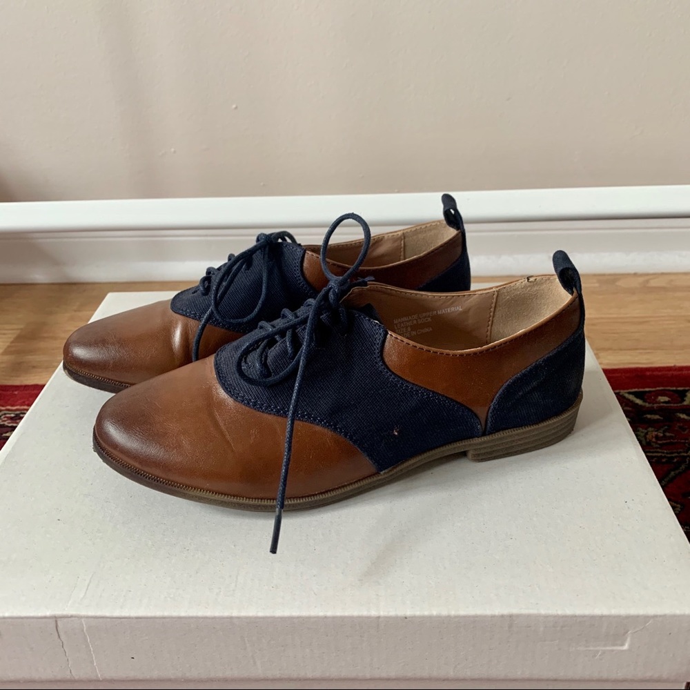 Blue and Brown Oxford-Style Shoes | worn ONCE!